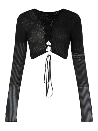 Roberta Einer Long-sleeve Lace-up Top In Black