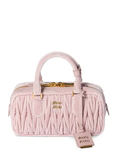 Miu Miu Arcadie Matelassé Tote Bag In Pink