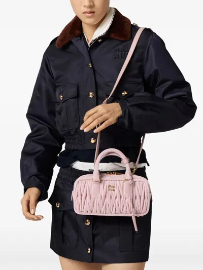 Miu Miu Arcadie Matelassé Tote Bag In Pink