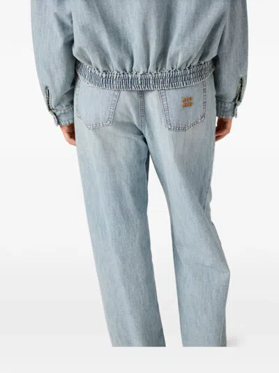 Miu Miu Logo-lettering Jeans In Blue
