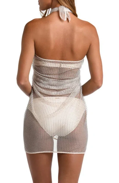 L'agence Maribel Rhinestone Sheer Cover-up Pareo In Gold