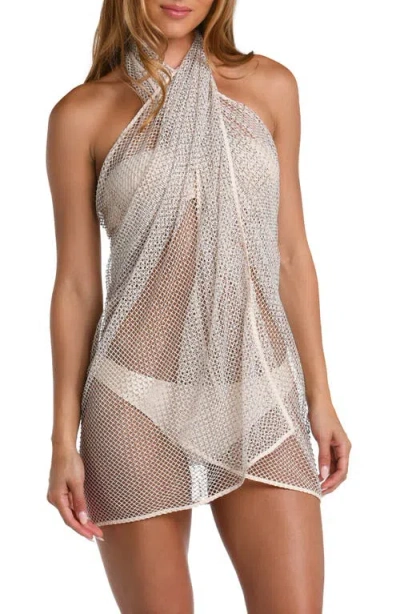 L'agence Maribel Rhinestone Sheer Cover-up Pareo In Gold