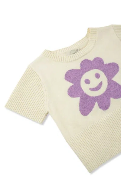 Peek Aren't You Curious Kids' Happy Flower Short Sleeve Sweater & Tutu Skirt Set In Brown