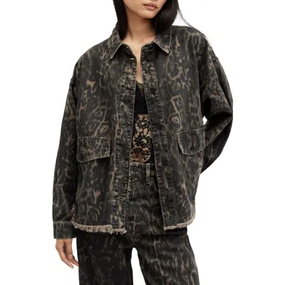 Allsaints Denim Leopard Hettie Overshirt