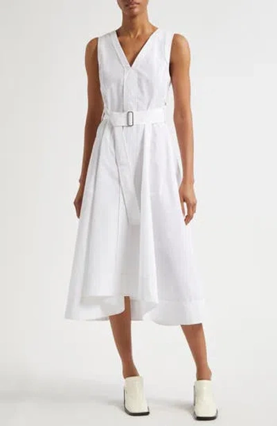 3.1 Phillip Lim Sleeveless Belted Cotton Blend Midi Dress In White