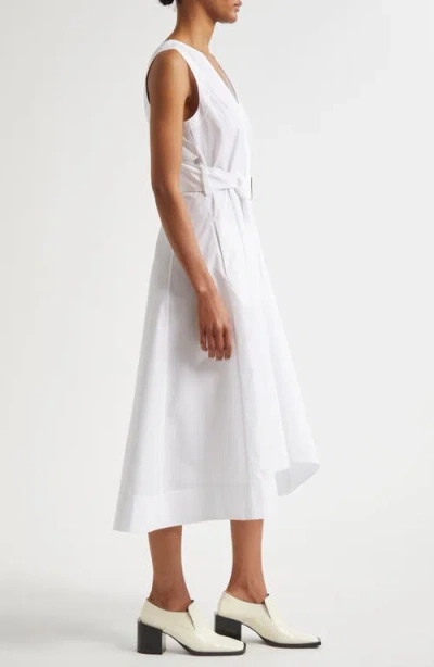 3.1 Phillip Lim Sleeveless Belted Cotton Blend Midi Dress In White
