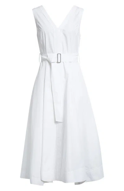 3.1 Phillip Lim Sleeveless Belted Cotton Blend Midi Dress In White