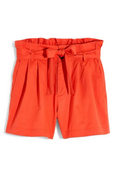 Madewell Paperbag Waist Shorts In Orange