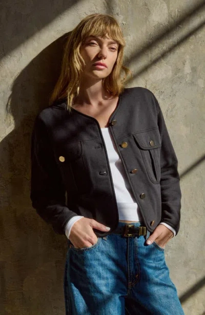 Nation Ltd Jordi Crop Cotton Jacket In Black