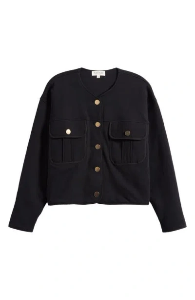 Nation Ltd Jordi Crop Cotton Jacket In Black