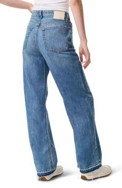 Rag & Bone Featherweight Release Hem Mid Rise Wide Leg Jeans In Blue