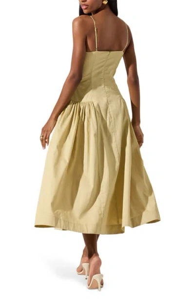 Astr The Label High Neck Open Back Cotton Midi Dress In Brown