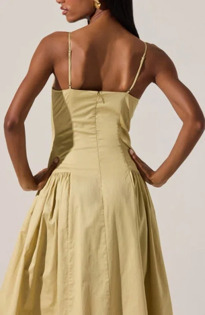 Astr The Label High Neck Open Back Cotton Midi Dress In Brown