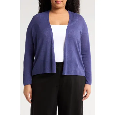 Eileen Fisher Open Front Merino Wool Cardigan In Blue