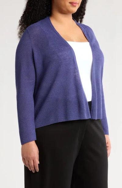 Eileen Fisher Open Front Merino Wool Cardigan In Blue