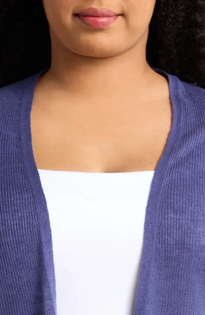 Eileen Fisher Open Front Merino Wool Cardigan In Blue