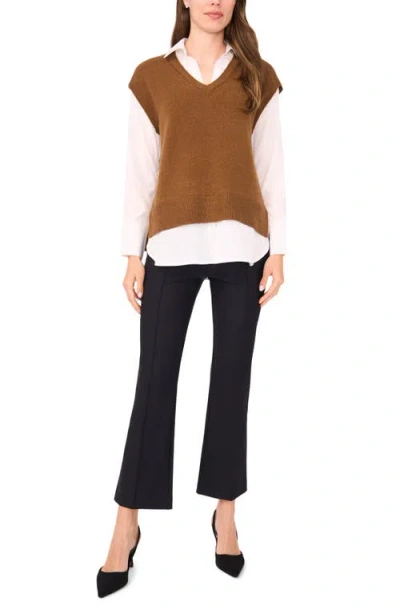 Halogen ® Layered Look Sweater Vest In Brown