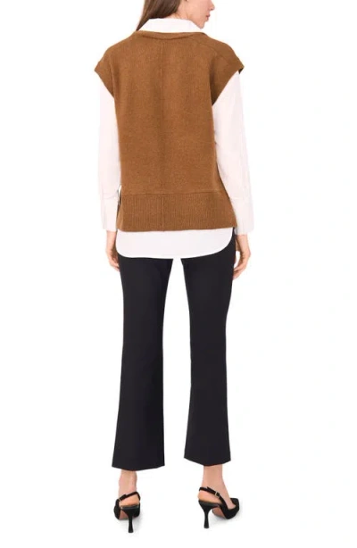 Halogen ® Layered Look Sweater Vest In Brown