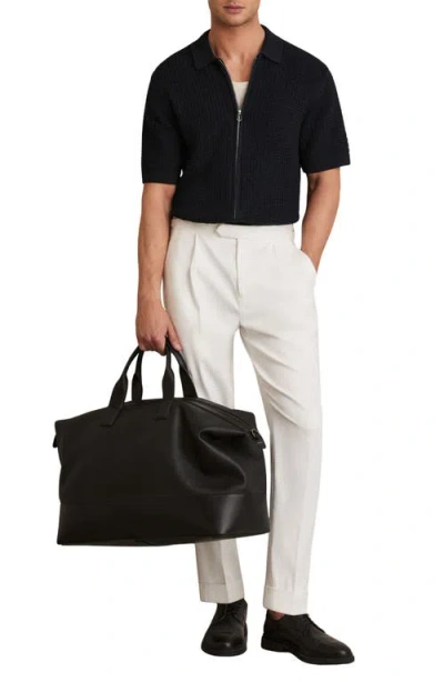 Reiss Comet Short Sleeved Zip Through Textured Shirt In Blue