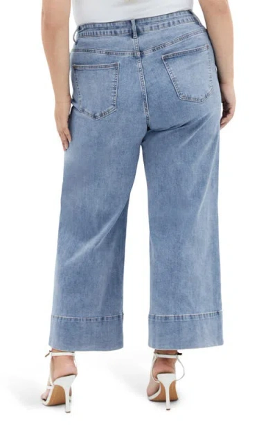 City Chic Millie Crop Wide Leg Jeans In Blue