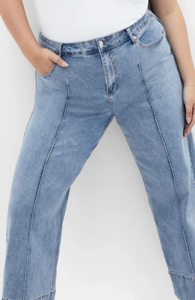 City Chic Millie Crop Wide Leg Jeans In Blue