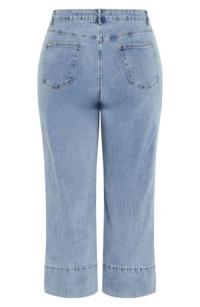 City Chic Millie Crop Wide Leg Jeans In Blue