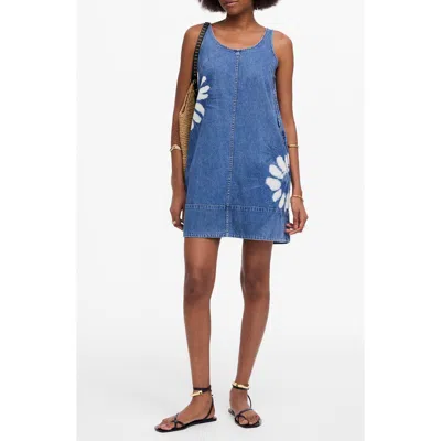 Madewell Minimal Denim Shift Dress In Shibori Shibori Wash In Blue