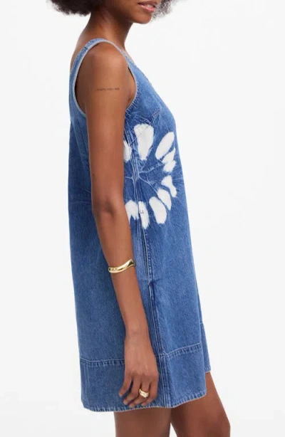 Madewell Minimal Denim Shift Dress In Shibori Shibori Wash In Blue