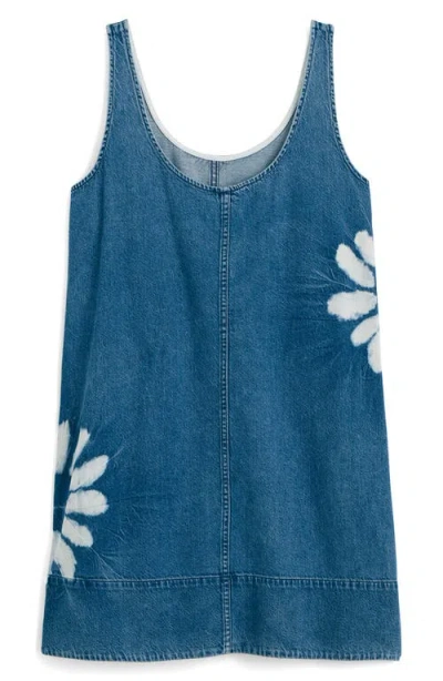 Madewell Minimal Denim Shift Dress In Shibori Shibori Wash In Blue