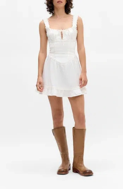 Bdg Urban Outfitters Gabriette Lace Detail Stretch Cotton Minidress In White