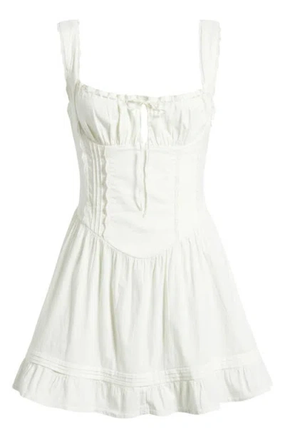 Bdg Urban Outfitters Gabriette Lace Detail Stretch Cotton Minidress In White