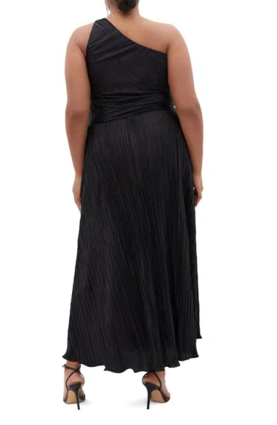 City Chic Kamila Metallic One-shoulder Maxi Dress In Black