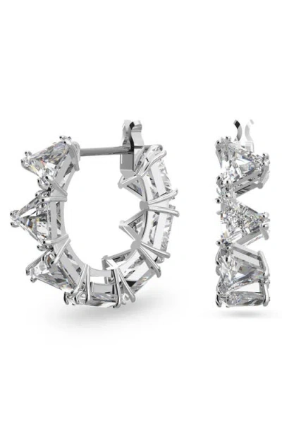 Swarovski Millenia Triangle Cubic Zirconia Hoop Earrings In Metallic
