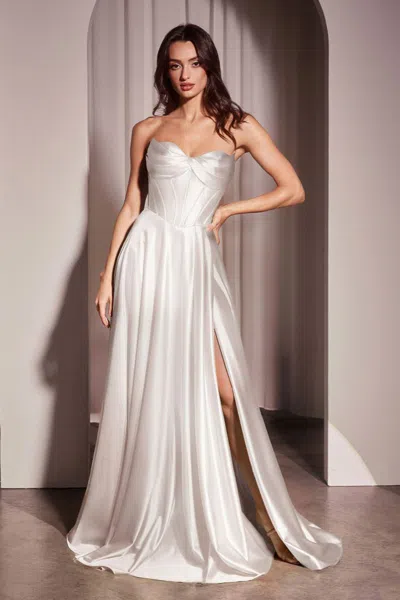 Ladivine Cd378w Long Bridal Gown A Line Corset Wedding Dress In White