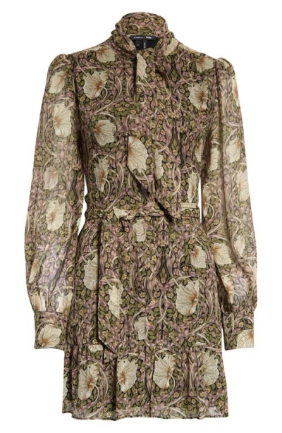 Paige Vittoria Pimpernel Print Long Sleeve Silk Georgette Minidress In Animal Print