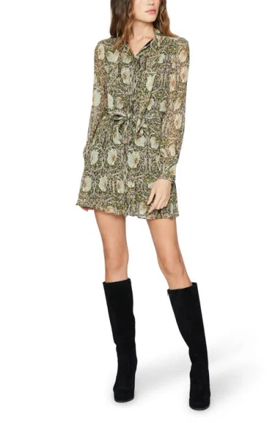Paige Vittoria Pimpernel Print Long Sleeve Silk Georgette Minidress In Animal Print