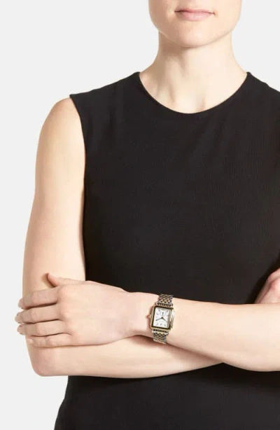 Michele Deco 16 Diamond Dial Two-tone Watch Case, 29mm X 31mm In Gold