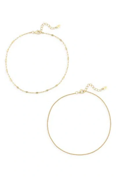 Argento Vivo Sterling Silver Set Of 2 Chain Anklets In Gold