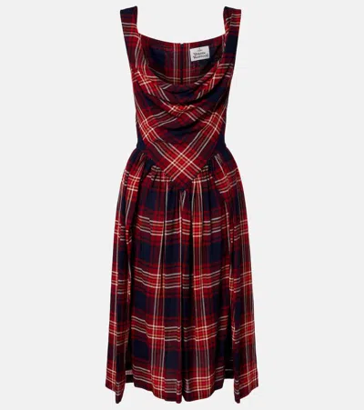 Vivienne Westwood Sunday Tartan Draped Bustier Dress In Red