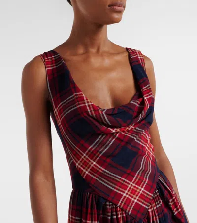 Vivienne Westwood Sunday Tartan Draped Bustier Dress In Red