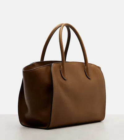 The Row Marlo 12 Leather Tote Bag In Brown