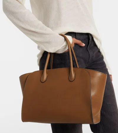 The Row Marlo 12 Leather Tote Bag In Brown