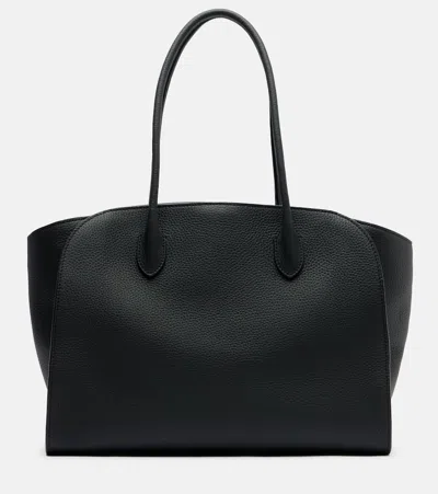 The Row Marlo Medium Leather Tote Bag In Black