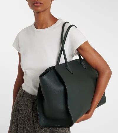 The Row Marlo Large Leather Tote Bag In Green
