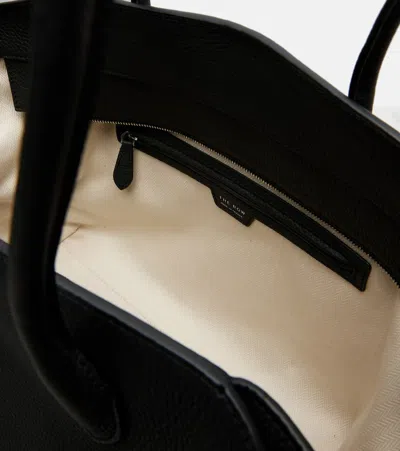 The Row Marlo Medium Leather Tote Bag In Black