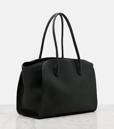 The Row Marlo Medium Leather Tote Bag In Black