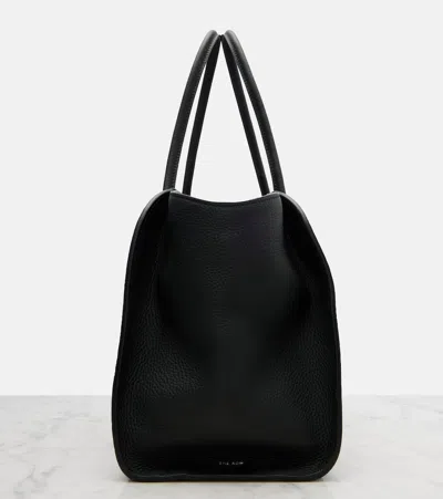 The Row Marlo Medium Leather Tote Bag In Black