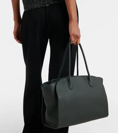 The Row Marlo Medium Leather Tote Bag In Black