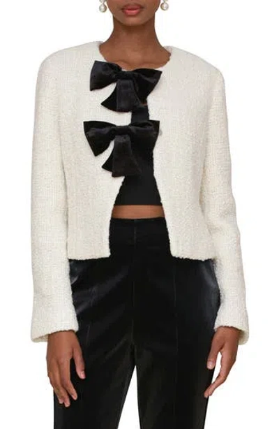 Avec Les Filles Bow Cropped Cardigan In White
