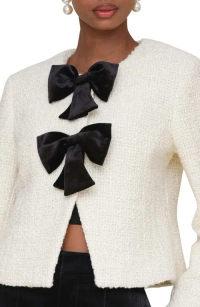 Avec Les Filles Bow Cropped Cardigan In White